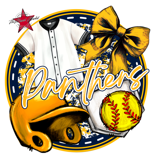 Panthers Circle Softball Design-Navy-Yellow