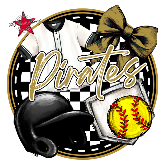 Pirates Circle Softball Design-Gold