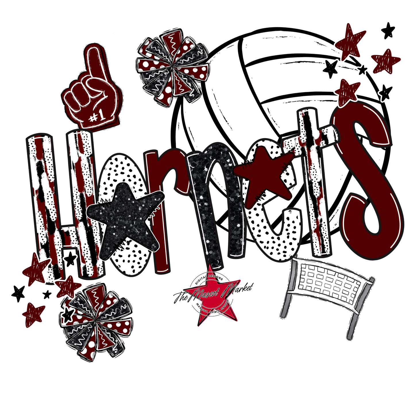 Hornets Volleyball Scrape-Maroon