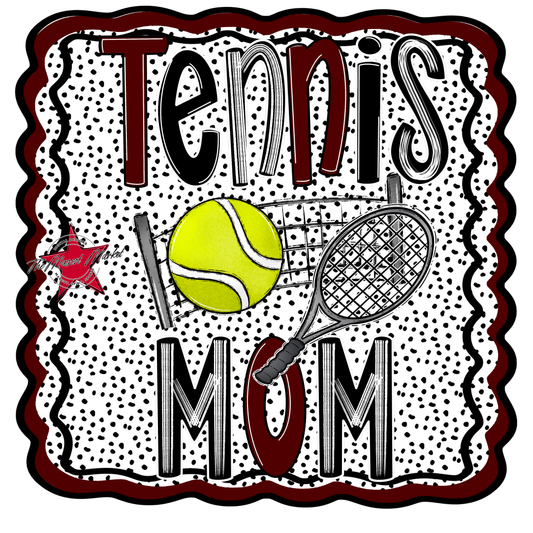 Tennis Mom Dot Design-Maroon
