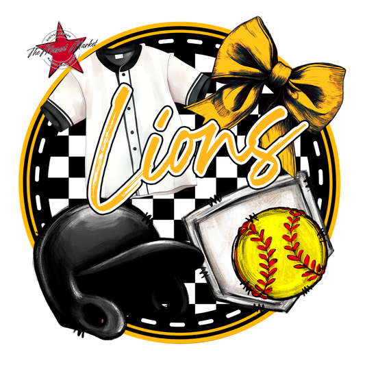 Lions Circle Softball Design-Yellow