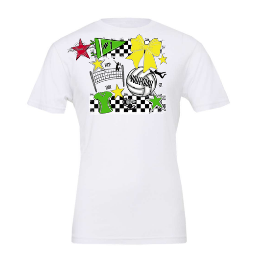 Volleyball Checkers Spirit Design-Bright Green-Bright Yellow