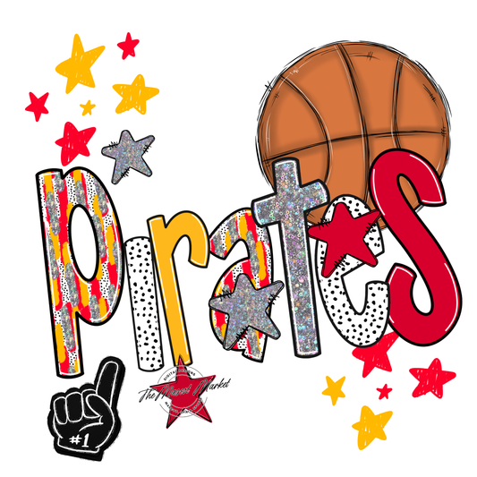Pirates Basketball Scrape-Red-Yellow