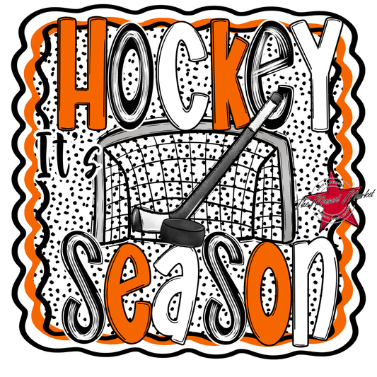 It's Hockey Season Dot Design-Orange
