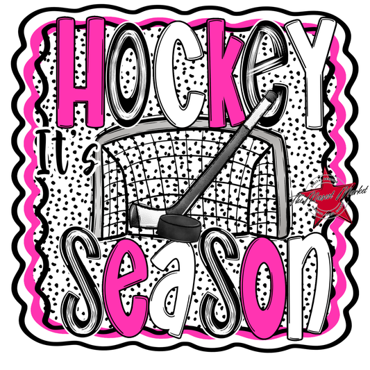 It's Hockey Season Dot Design-Pink