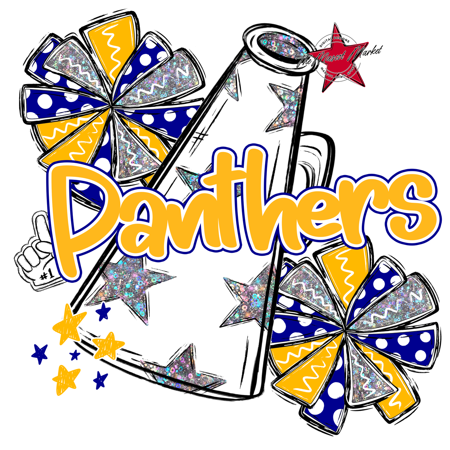 Panthers Alpha Megaphone Design-Blue-Yellow