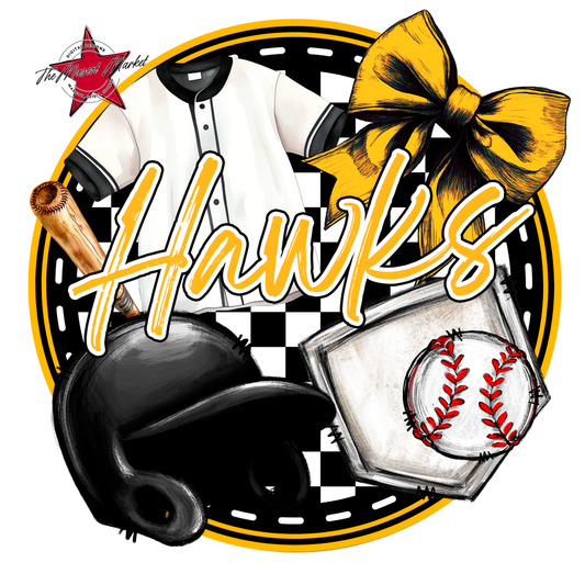 Hawks Circle Baseball Design-Yellow