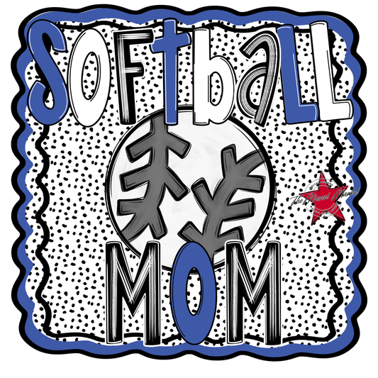 Softball Mom Dot Design-Off Blue