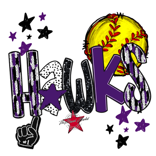 Hawks Softball Scrape-Purple