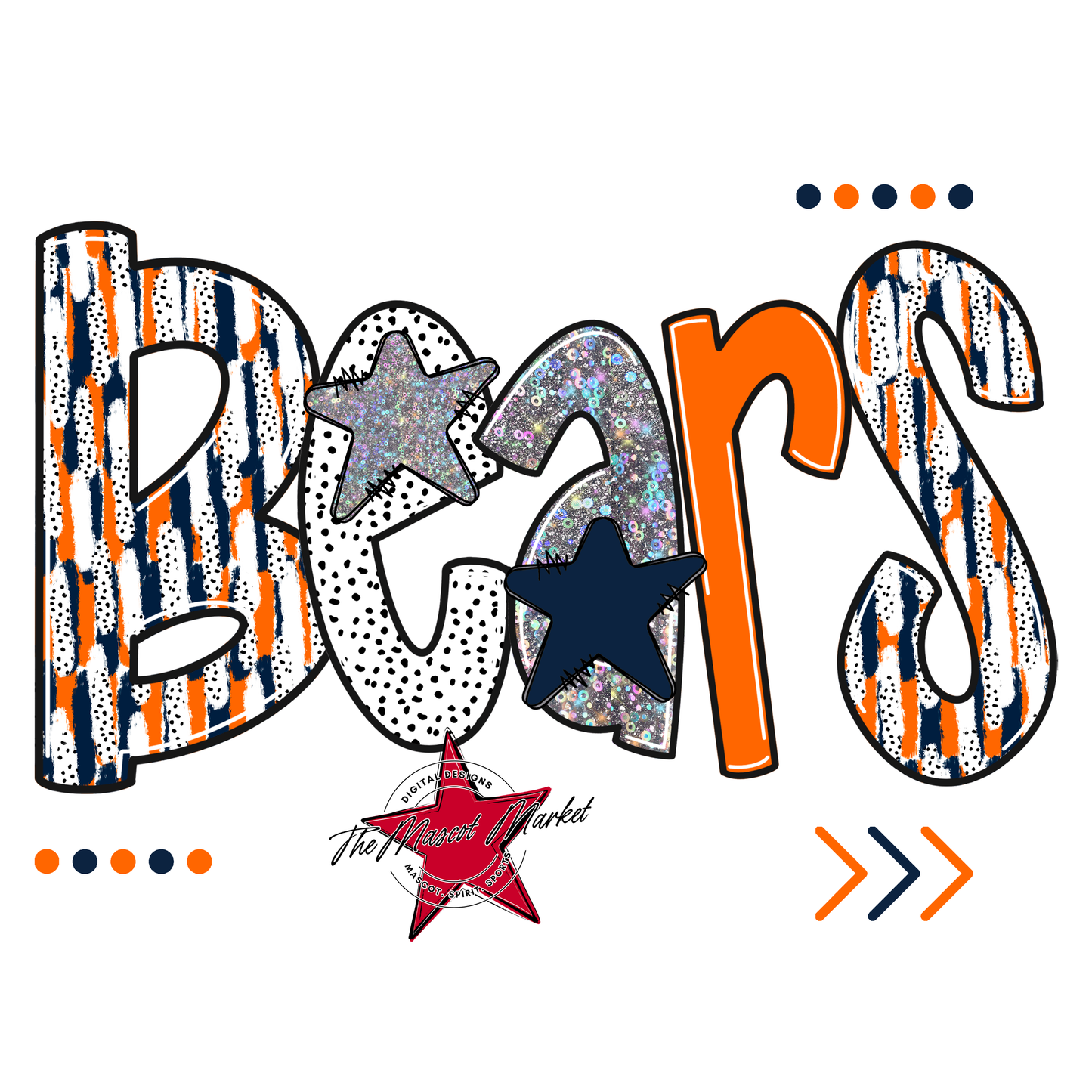 Bears Brushstroke Alpha Design-Navy-Orange