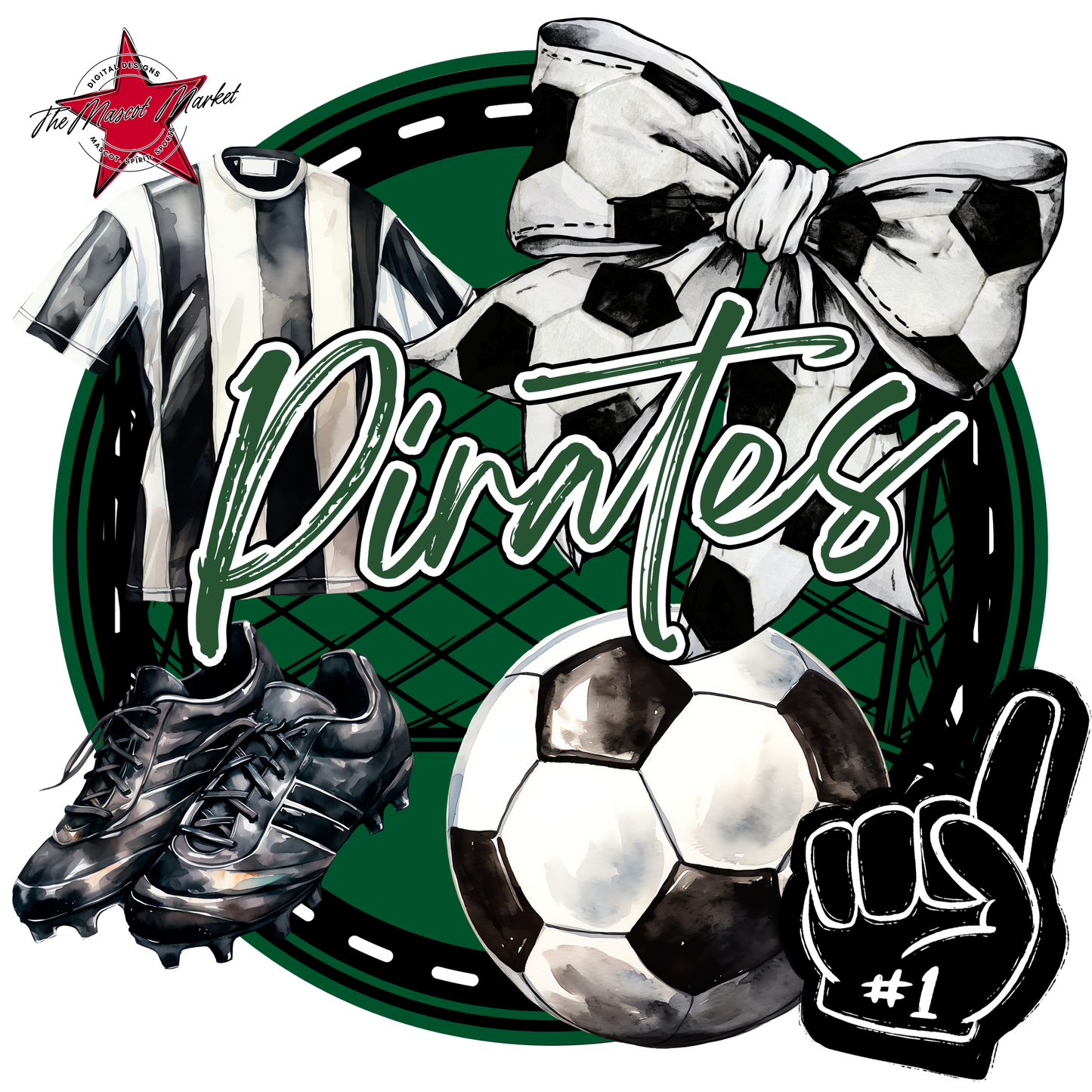 Pirates Circle Soccer Design-Green