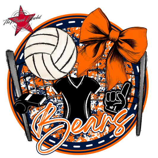 Bears Circle Volleyball Design-Navy-Orange