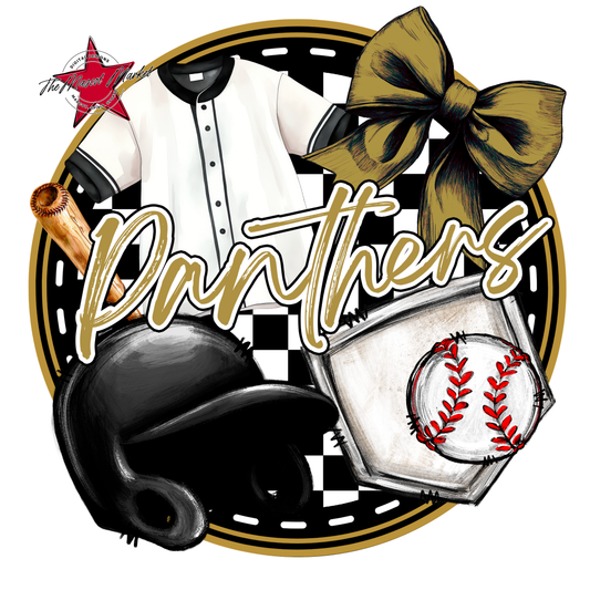 Panthers Circle Baseball Design-Gold