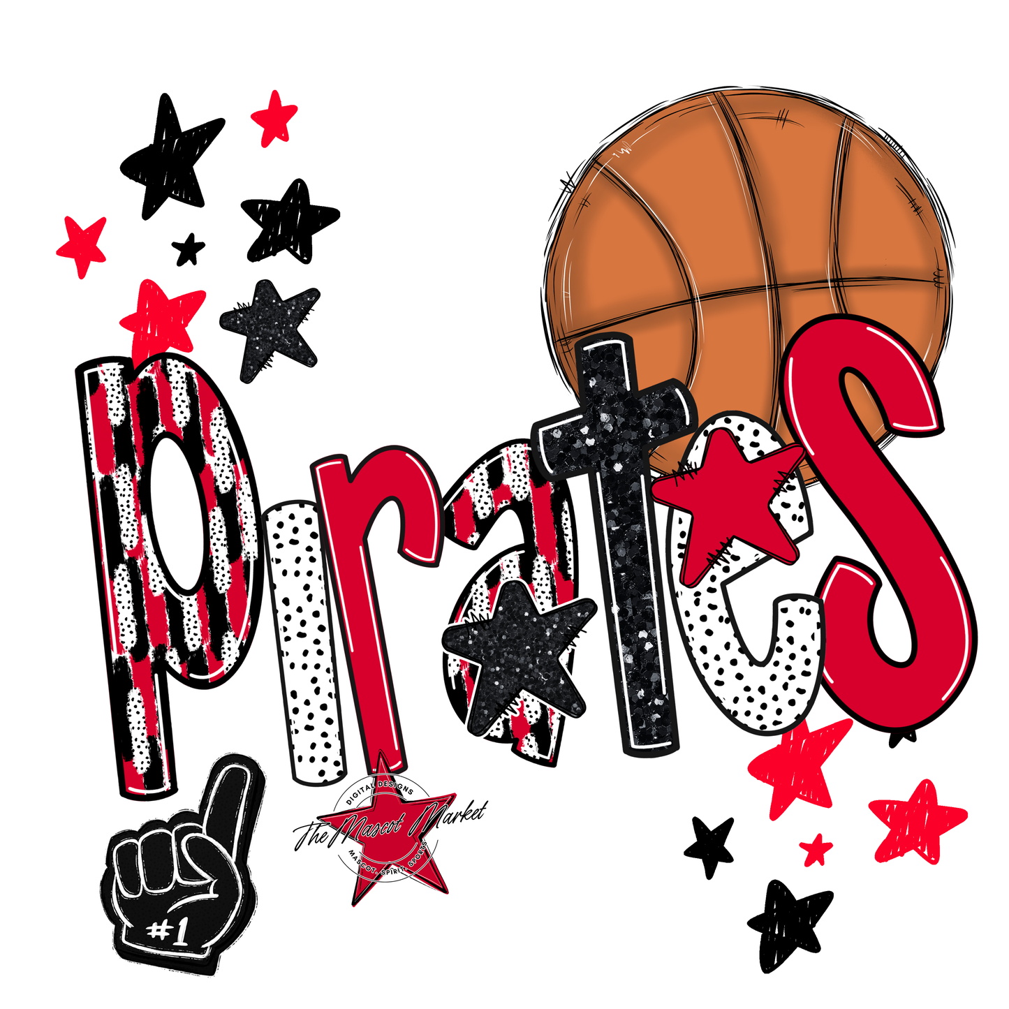 Pirates Basketball Scrape-Red