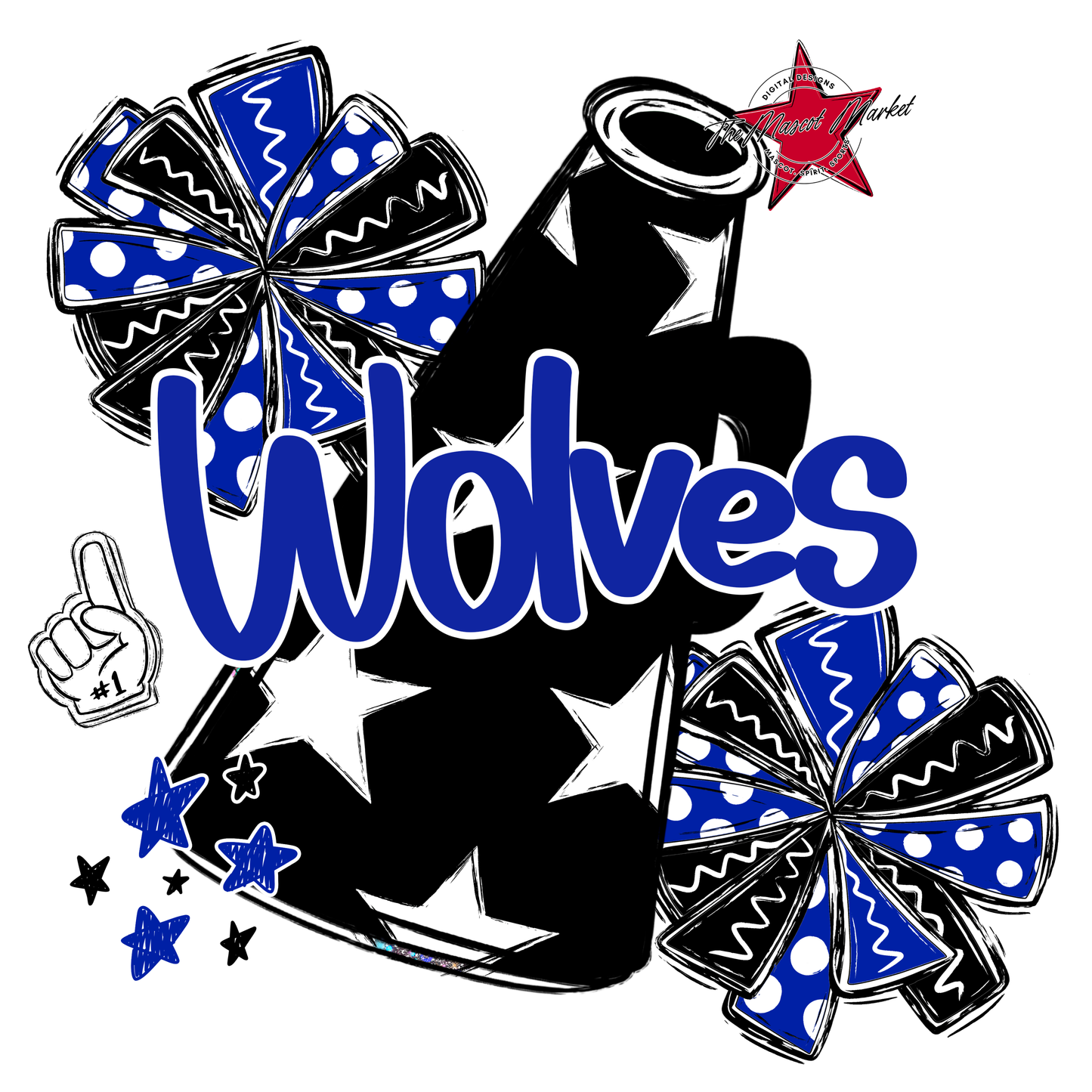 Wolves Alpha Megaphone Design-Royal Blue