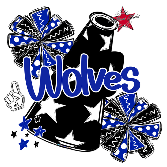 Wolves Alpha Megaphone Design-Royal Blue