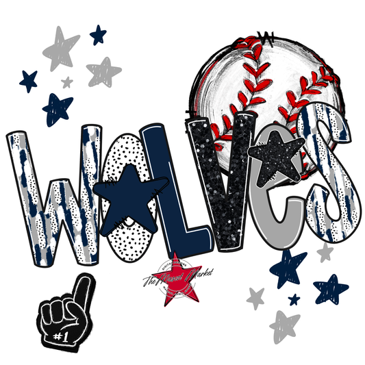 Wolves Baseball Scrape-Navy-Grey