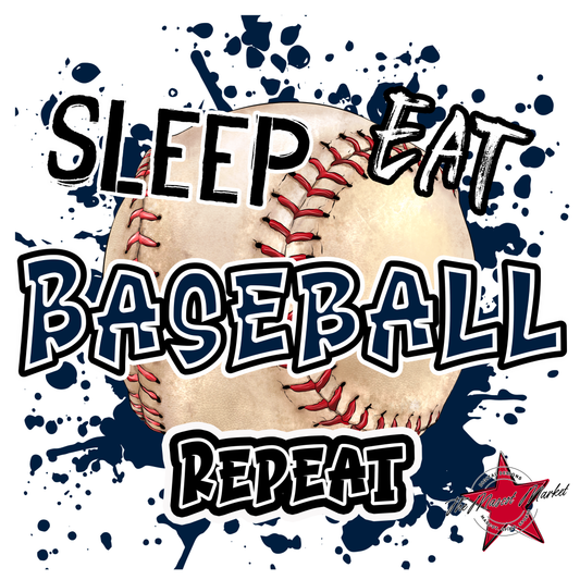 Eat Sleep Baseball Repeat Design-Navy