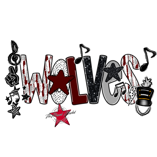 Wolves Band Scrape-Maroon-Grey