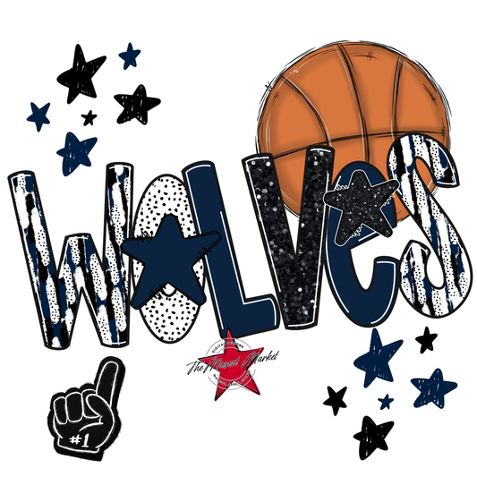 Wolves Basketball Scrape-Navy