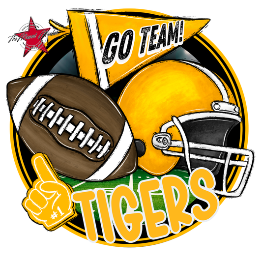 Tigers Circle Football Design-Yellow