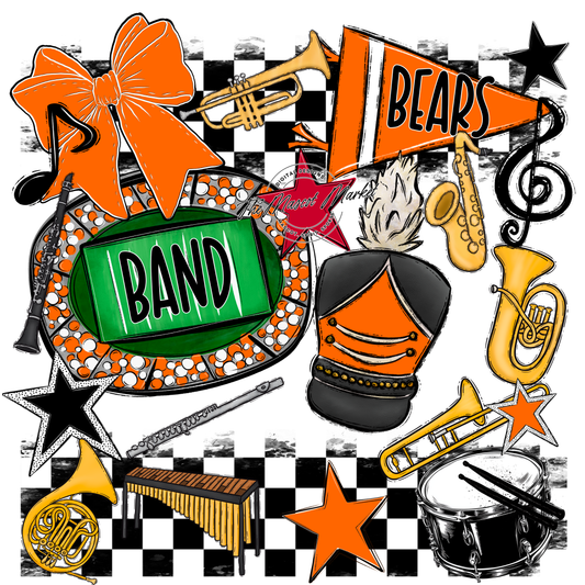 Bears Band Checkers Design-Orange