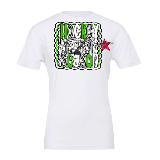 It's Hockey Season Dot Design-Bright Green
