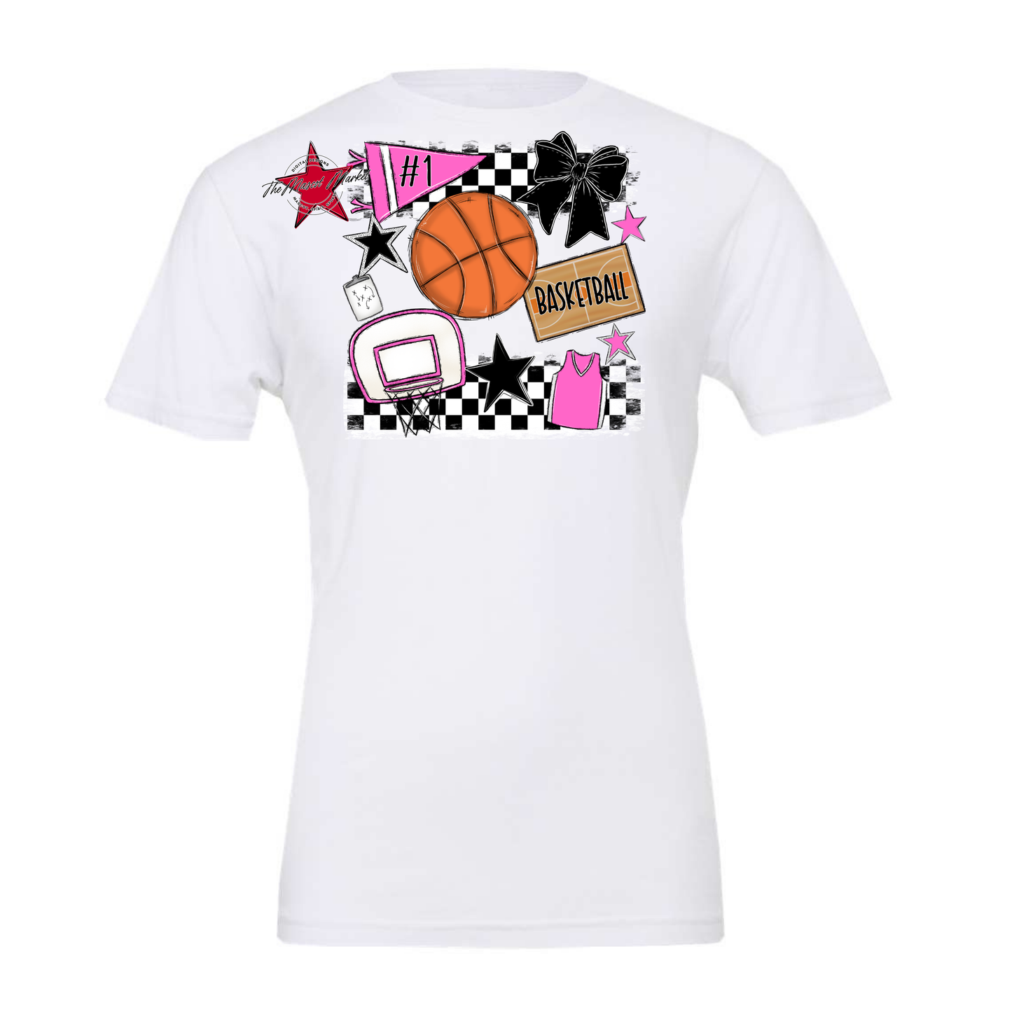 Basketball Checkers Spirit Design-Baby Pink