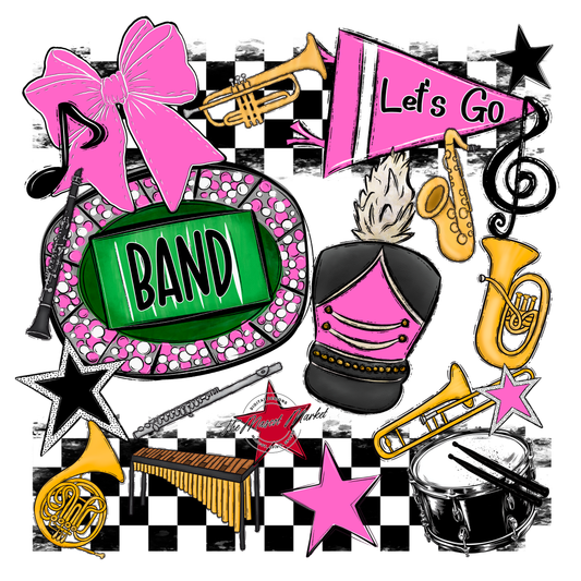 Band Checkers Spirit Design-Baby Pink