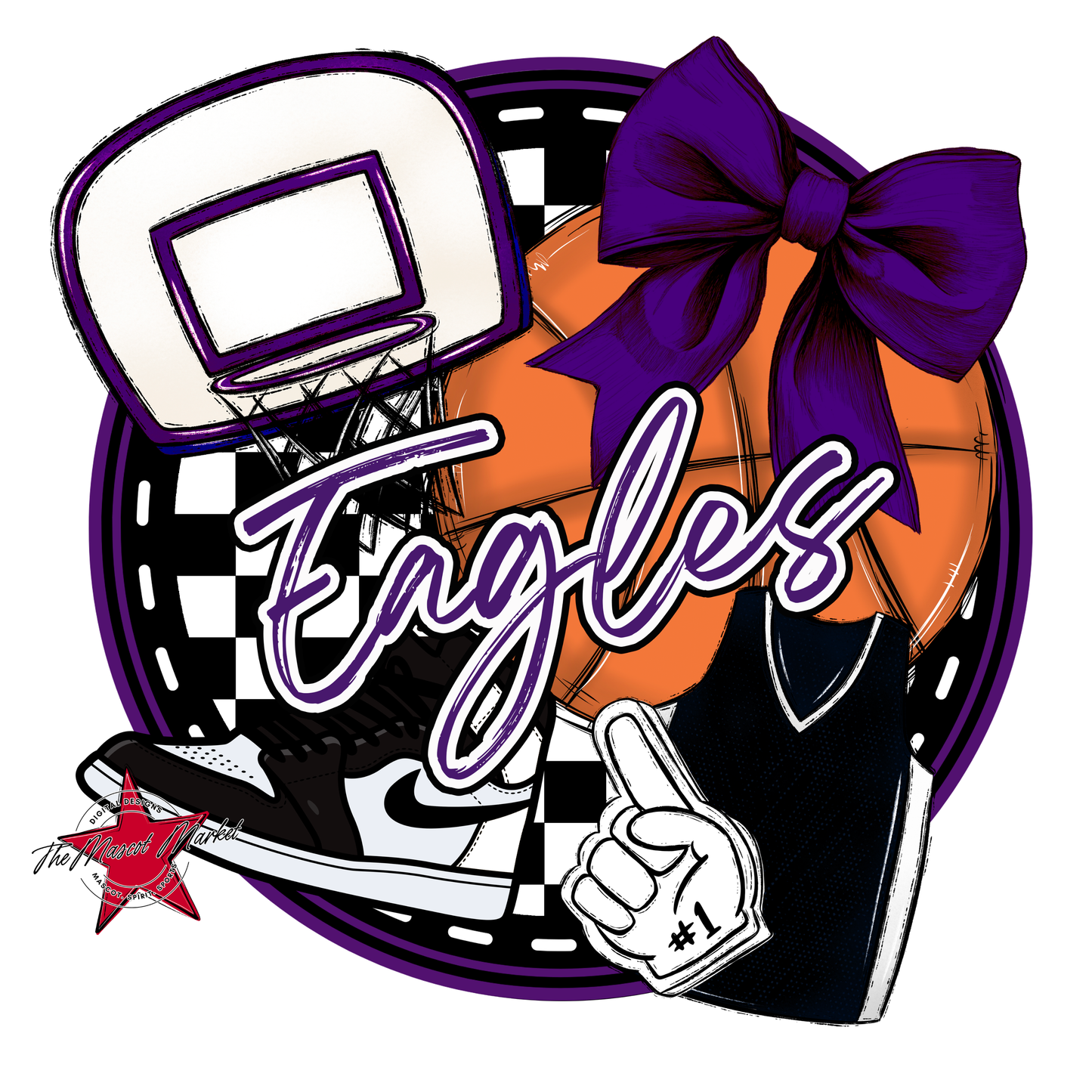 Eagles Circle Basketball Design-Purple