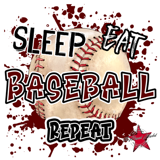 Eat Sleep Baseball Repeat Design-Maroon