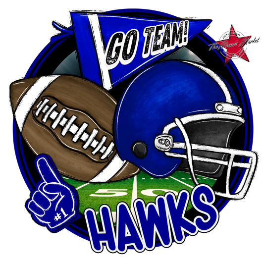 Hawks Circle Football Design-Blue