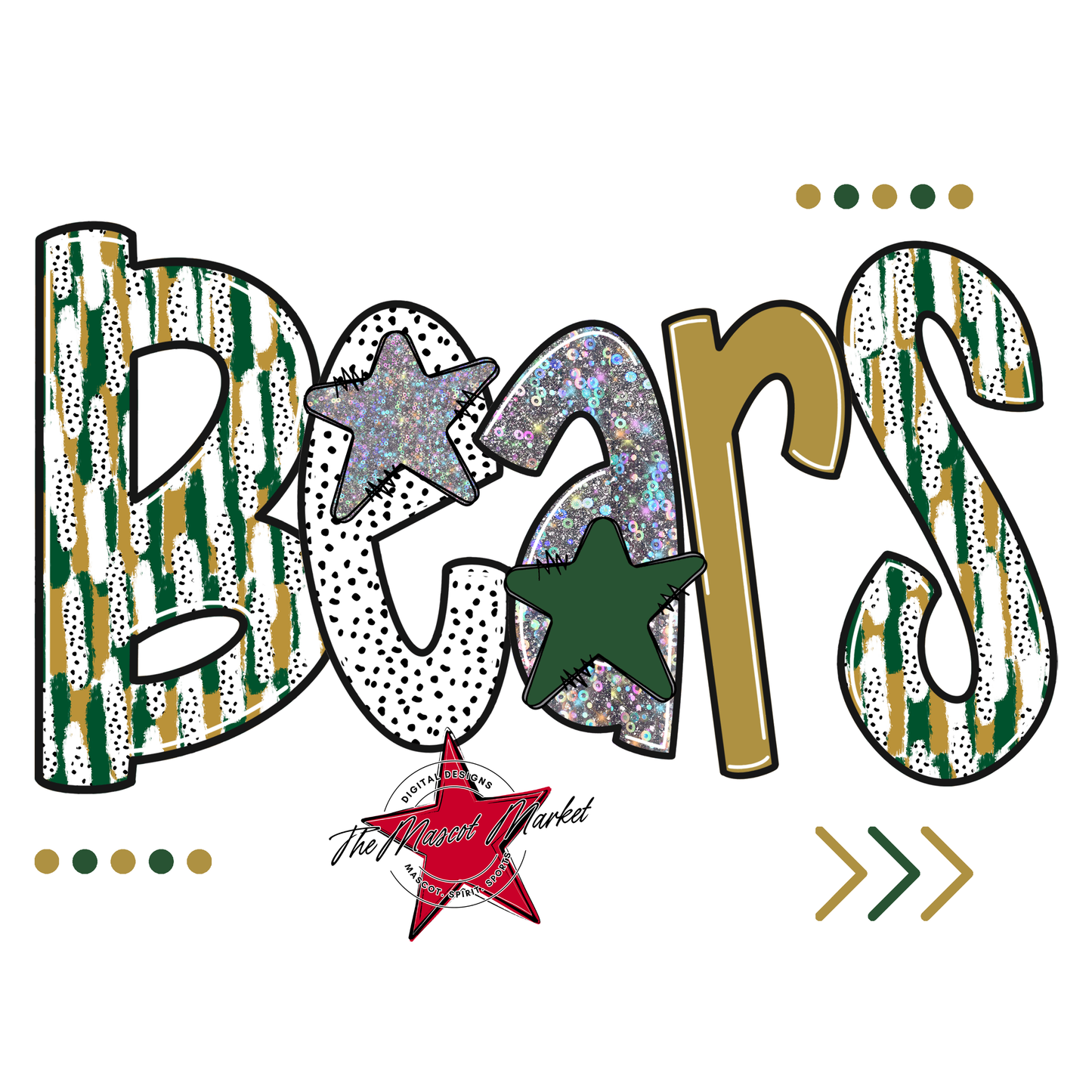 Bears Brushstroke Alpha Design-Green-Gold