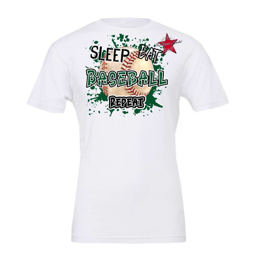 Eat Sleep Baseball Repeat Design-Green