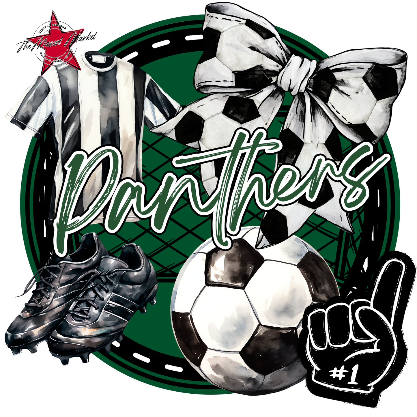 Panthers Circle Soccer Design-Green