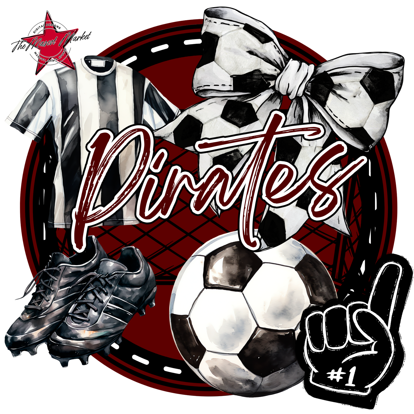 Pirates Circle Soccer Design-Maroon
