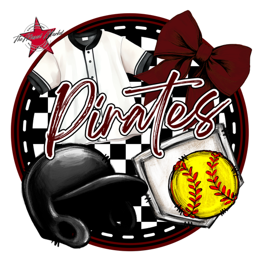 Pirates Circle Softball Design-Maroon