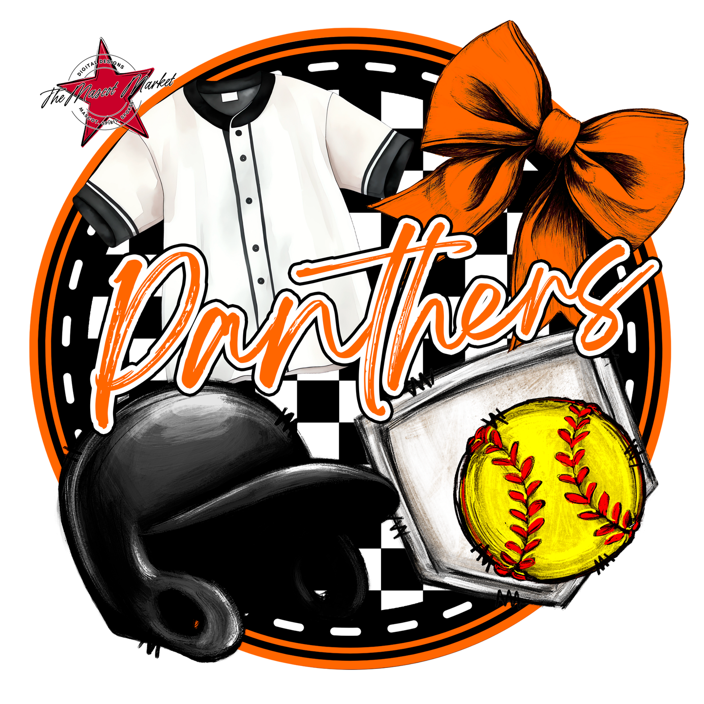 Panthers Circle Softball Design-Orange