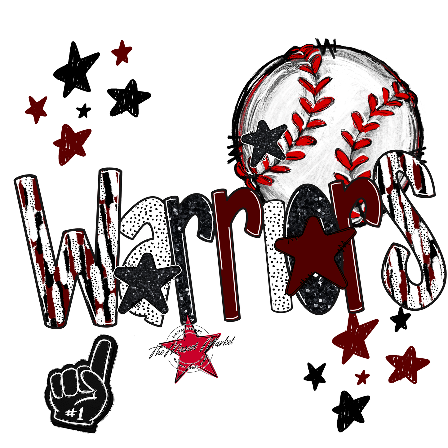 Warriors Baseball Scrape-Maroon
