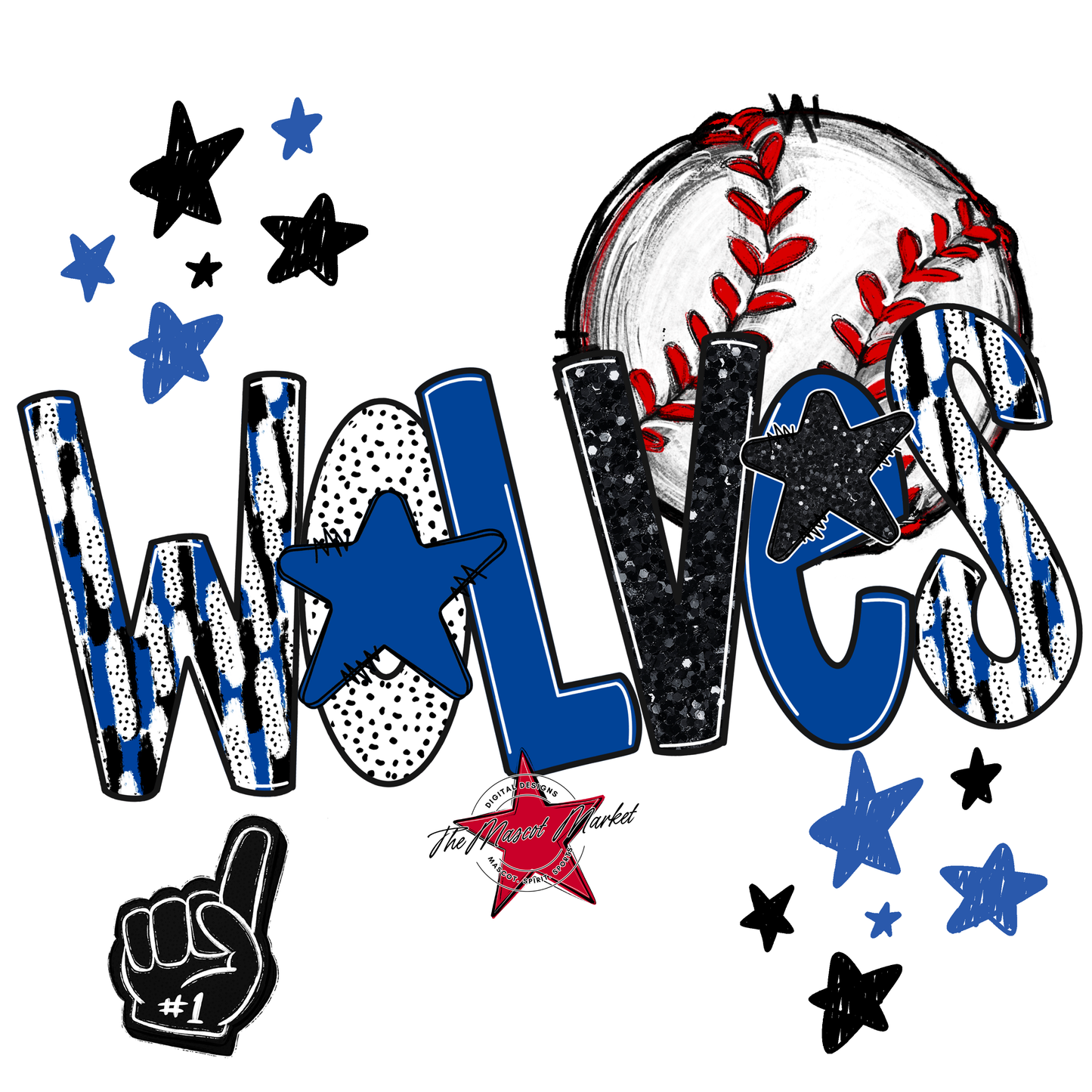 Wolves Baseball Scrape-Off Blue