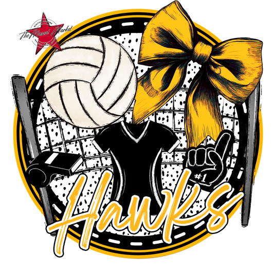 Hawks Circle Volleyball Design-Yellow