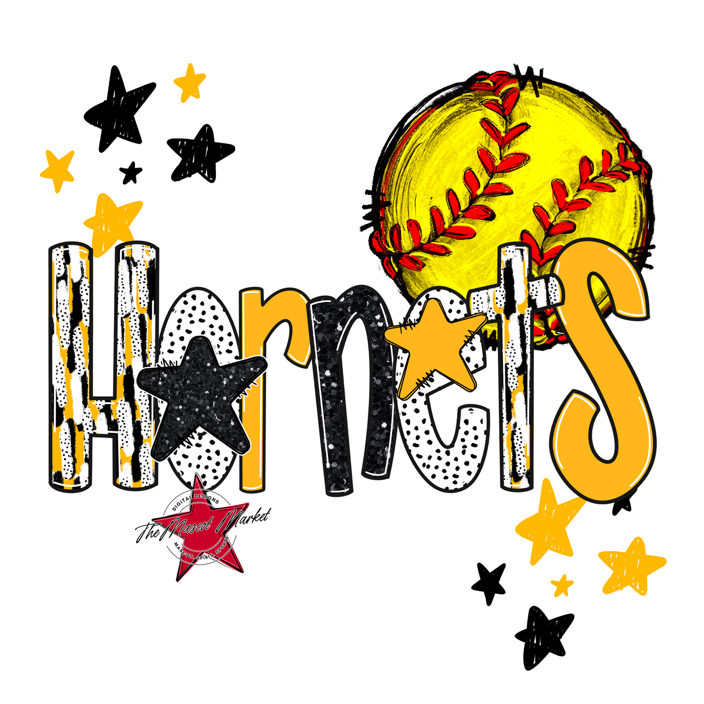 Hornets Softball Scrape-Yellow