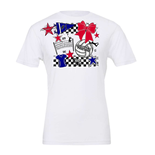 Volleyball Checkers Spirit Design-Blue-Red