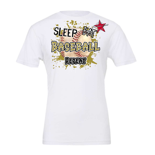 Eat Sleep Baseball Repeat Design-Gold