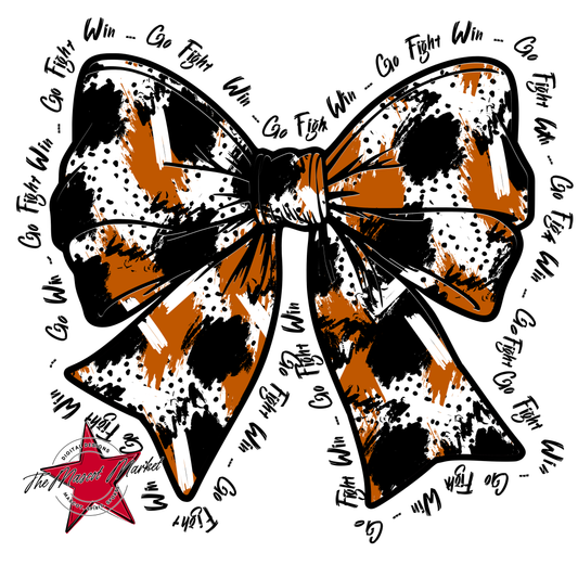 Go, Fight, Win, Splatter Bow Design-Burnt Orange