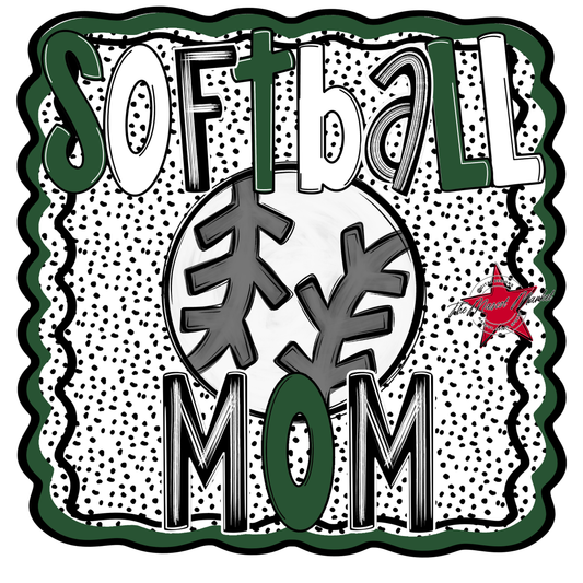Softball Mom Dot Design-Green