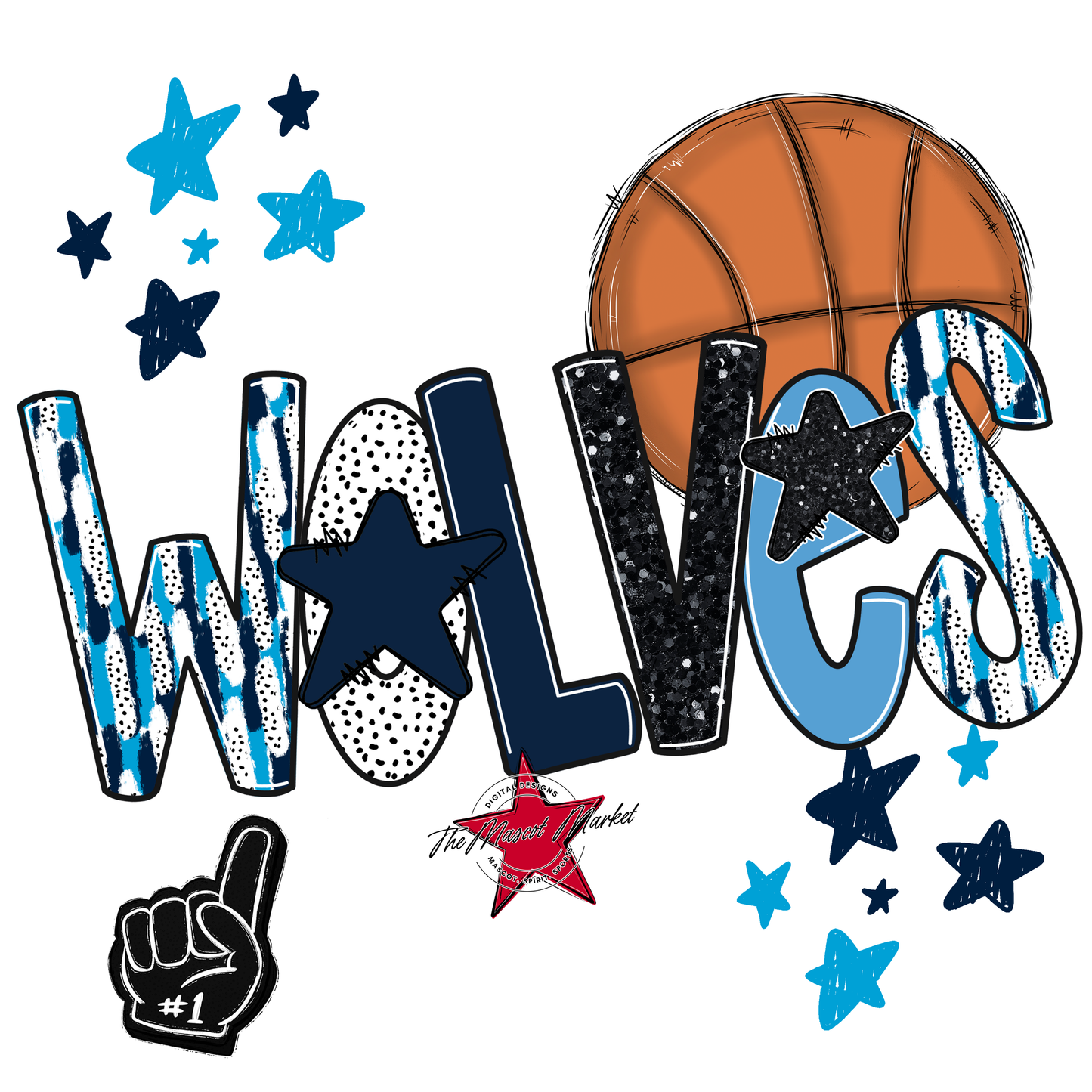 Wolves Basketball Scrape-Navy-Carolina Blue