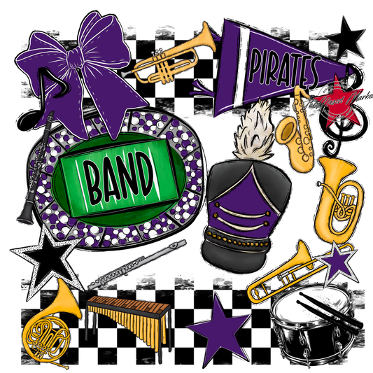 Pirates Checkers Band Spirit Design-Purple