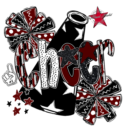 Cheer Megaphone Scrape Black-Maroon