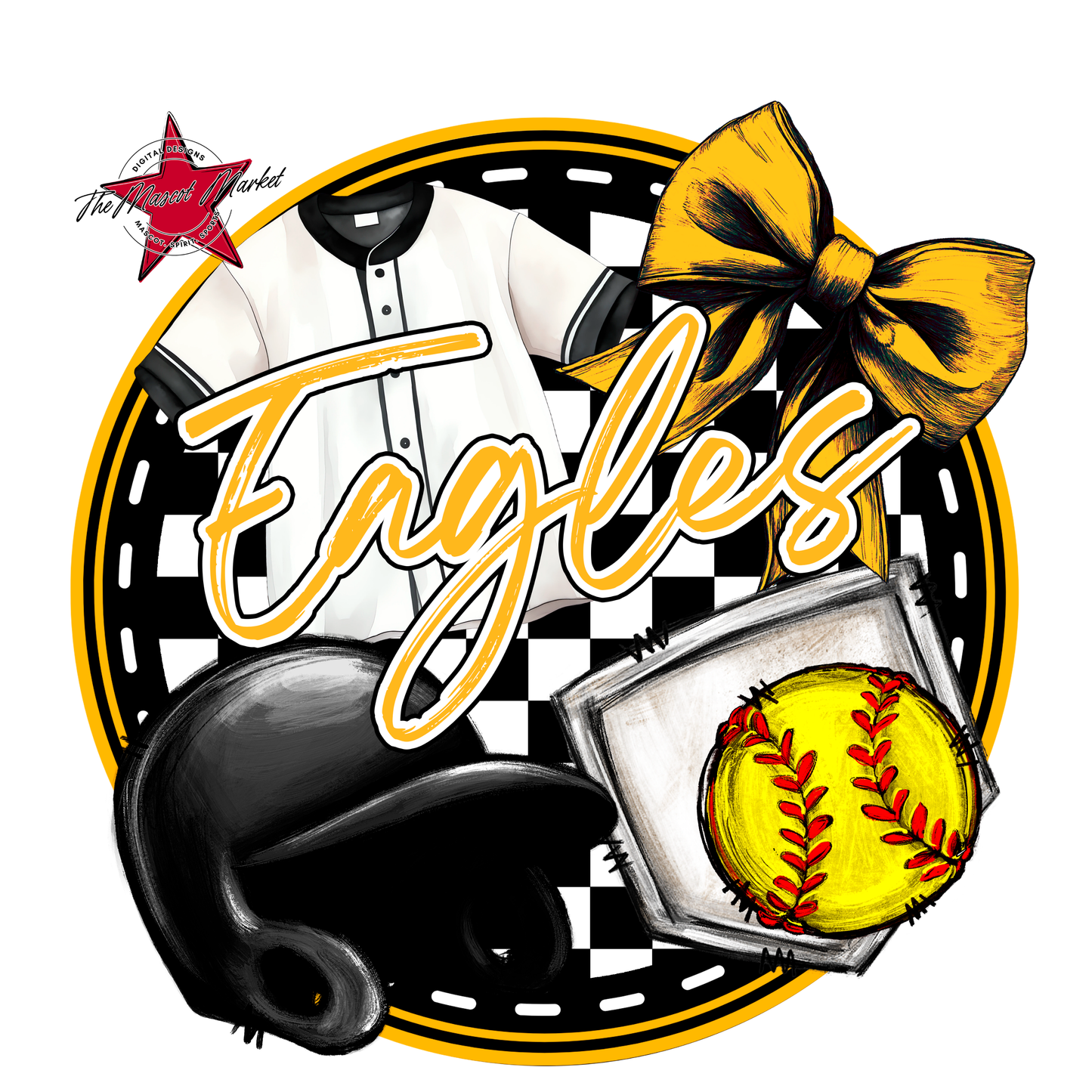 Eagles Circle Softball Design-Yellow